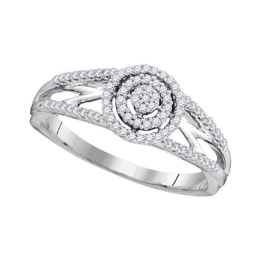14k White Gold Round Diamond Cluster Bridal Engagement Ring 1/5 Cttw
