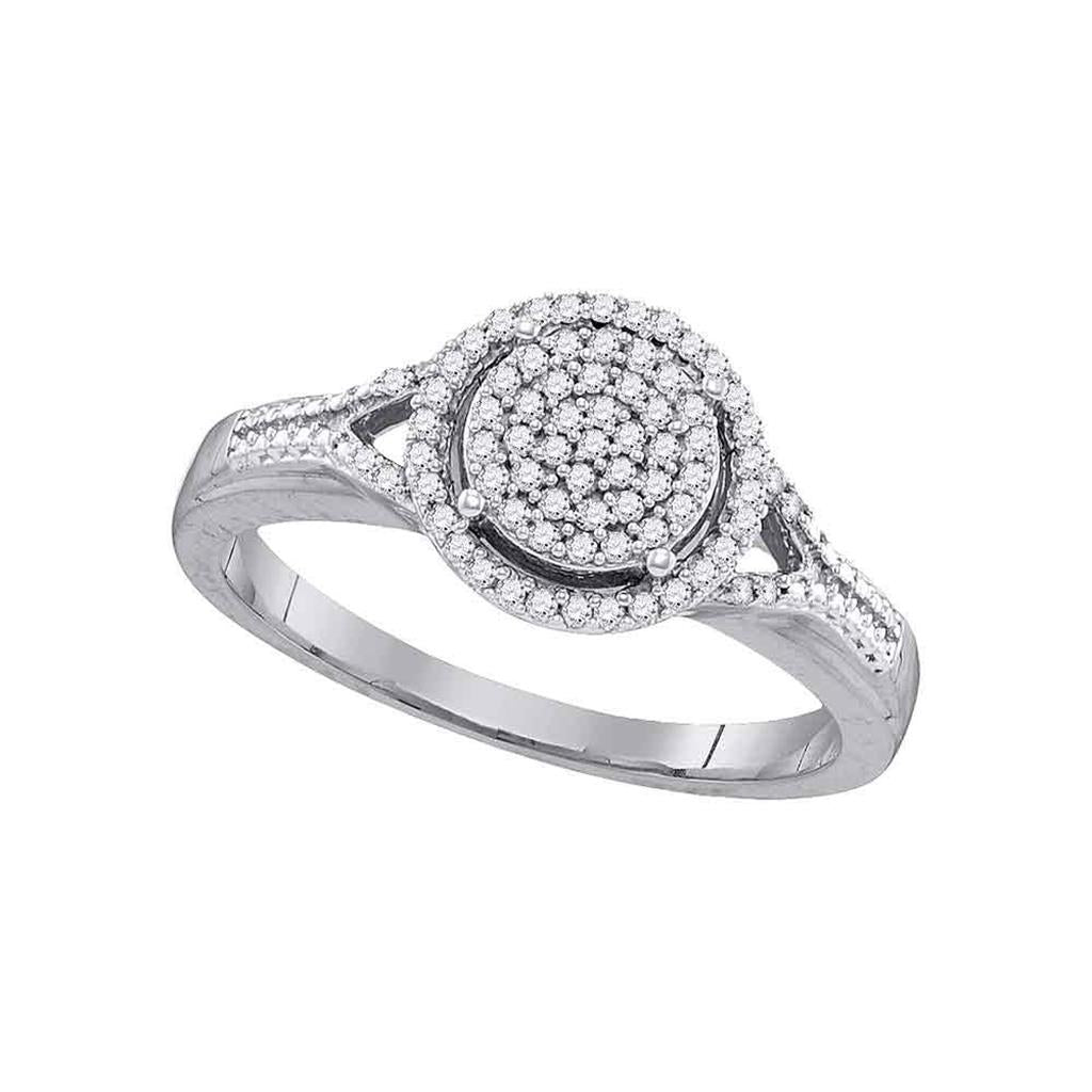14k White Gold Round Diamond Cluster Bridal Engagement Ring 1/5 Cttw