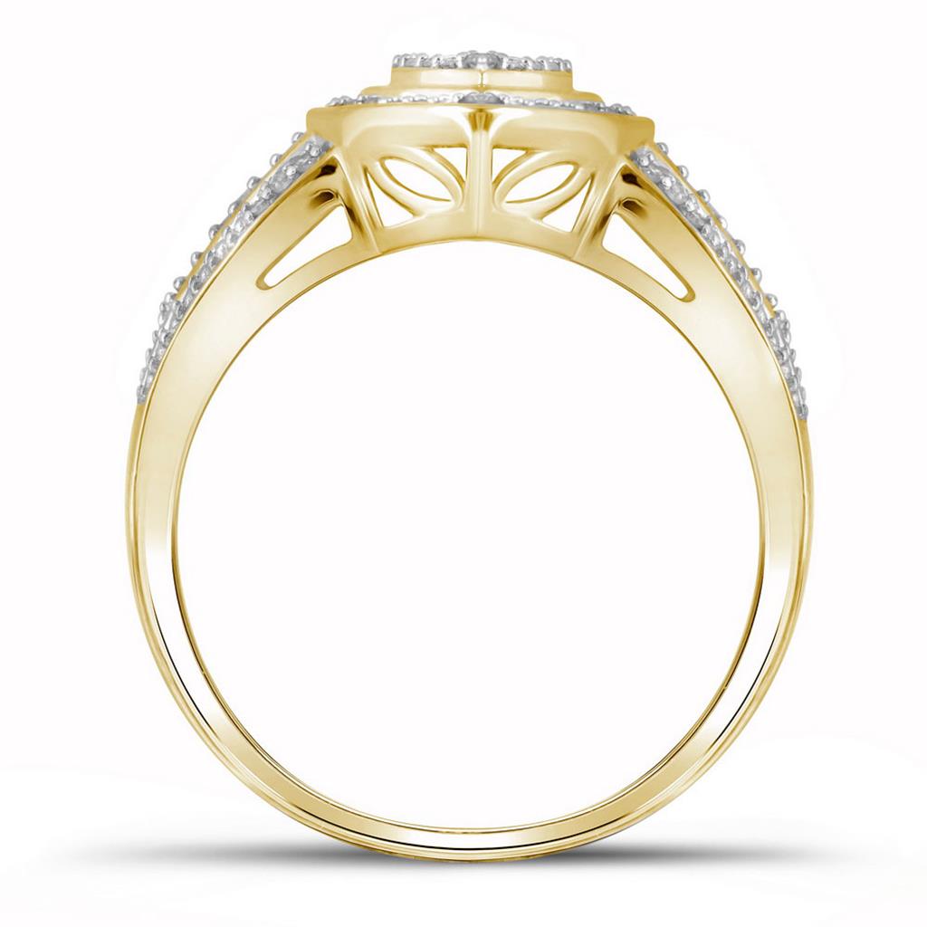 10k Yellow Gold Diamond Cluster 3-Piece Bridal Wedding Ring Set 1/3 Cttw