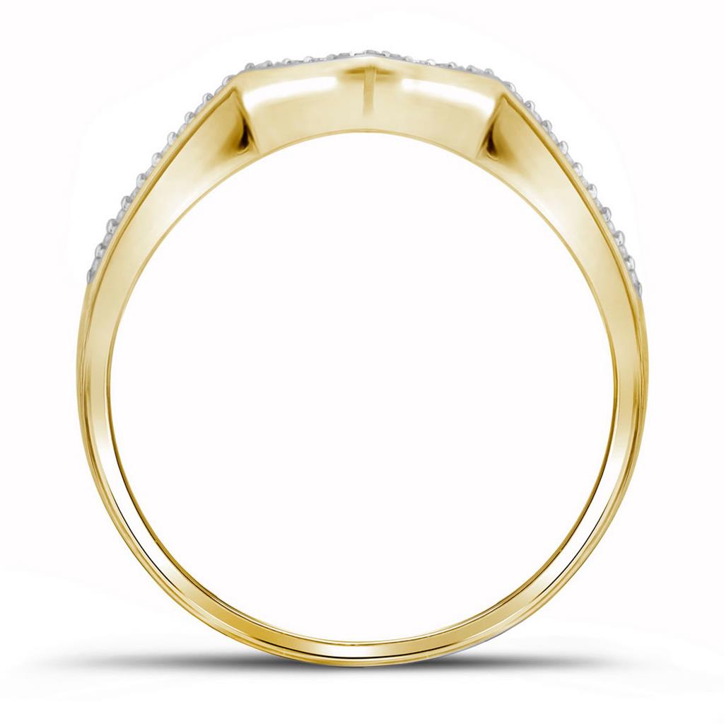 10k Yellow Gold Diamond Cluster 3-Piece Bridal Wedding Ring Set 1/3 Cttw