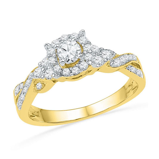 10k Yellow Gold Round Diamond Solitaire Twist Bridal Engagement Ring 1/2 Cttw