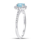 14k White Gold Oval Aquamarine Diamond-accent Solitaire Ring 1/5 Cttw