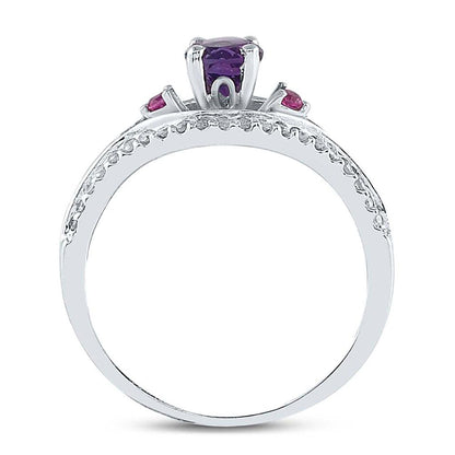 Sterling Silver Round Created Amethyst Solitaire Pink Sapphire Ring 1 Cttw