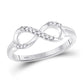 14k White Gold Round Diamond Infinity Ring 1/12 Cttw Size 6