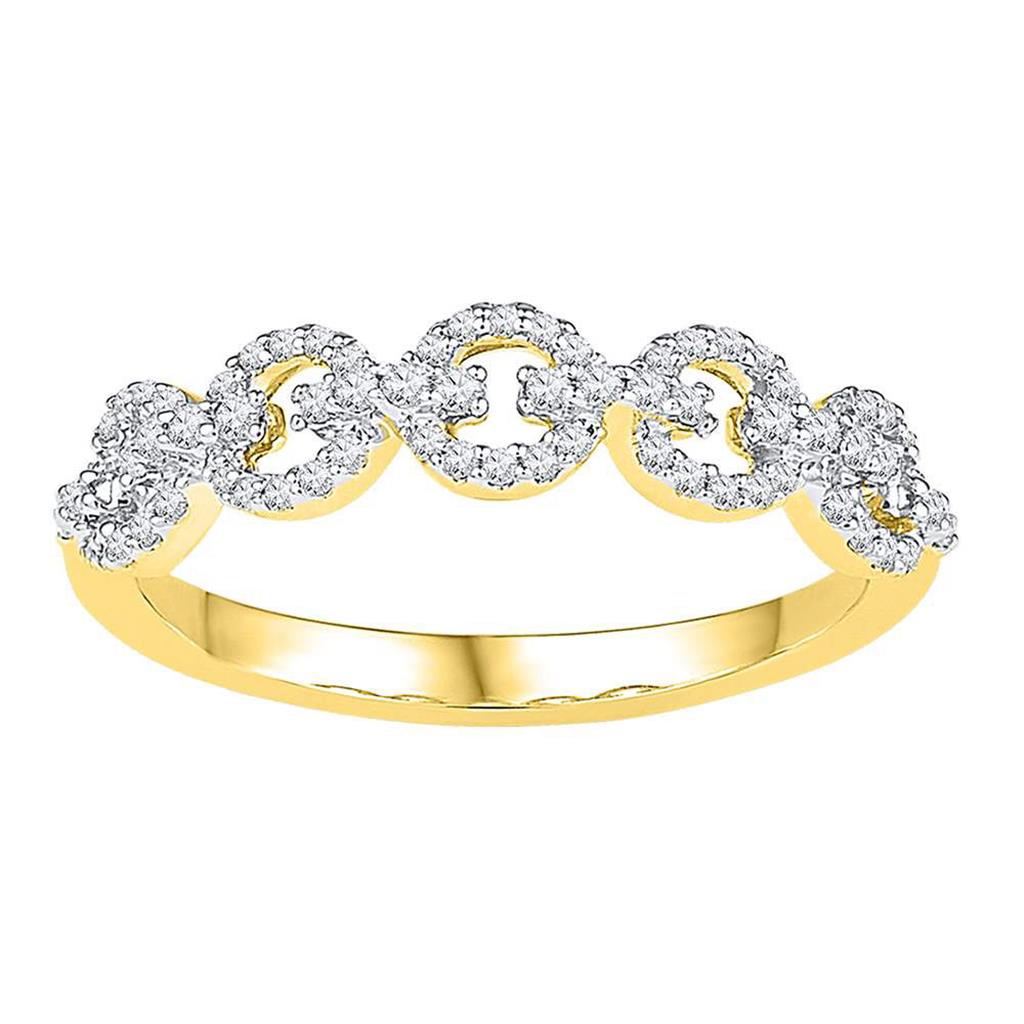 10k Yellow Gold Round Diamond Linked Band Ring 1/4 Cttw