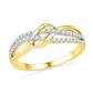 10k Yellow Gold Round Diamond Crossover Band Ring 1/5 Cttw