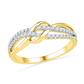 10k Yellow Gold Round Diamond Crossover Band Ring 1/5 Cttw