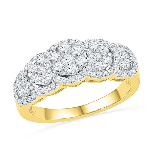 10k Yellow Gold Round Diamond Flower Cluster Ring 5/8 Cttw