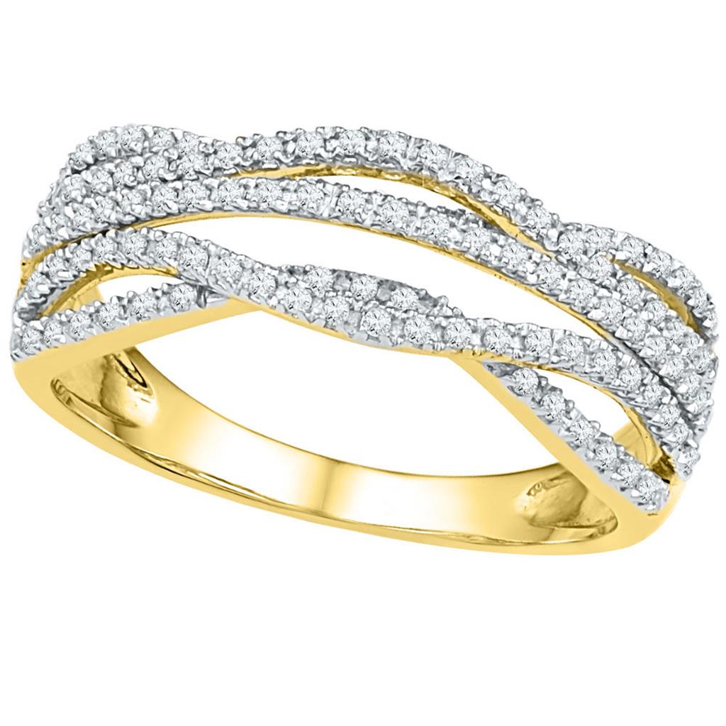 10k Yellow Gold Round Diamond Woven Band Ring 1/3 Cttw