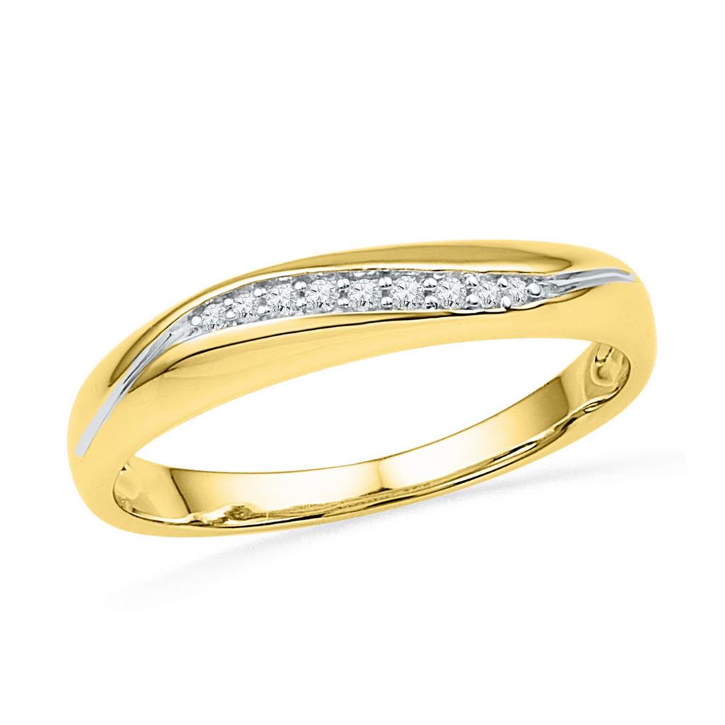 10k Yellow Gold Round Diamond Band Ring 1/20 Cttw