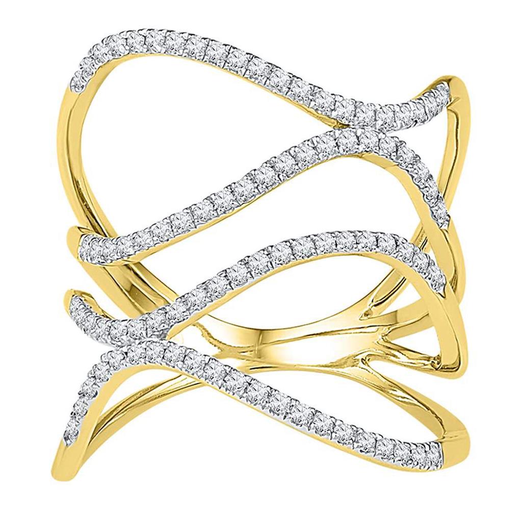 10k Yellow Gold Round Diamond Freeform Fashion Ring 3/8 Cttw