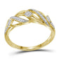 10k Yellow Gold Round Diamond Crossover Open Band Ring 1/10 Cttw