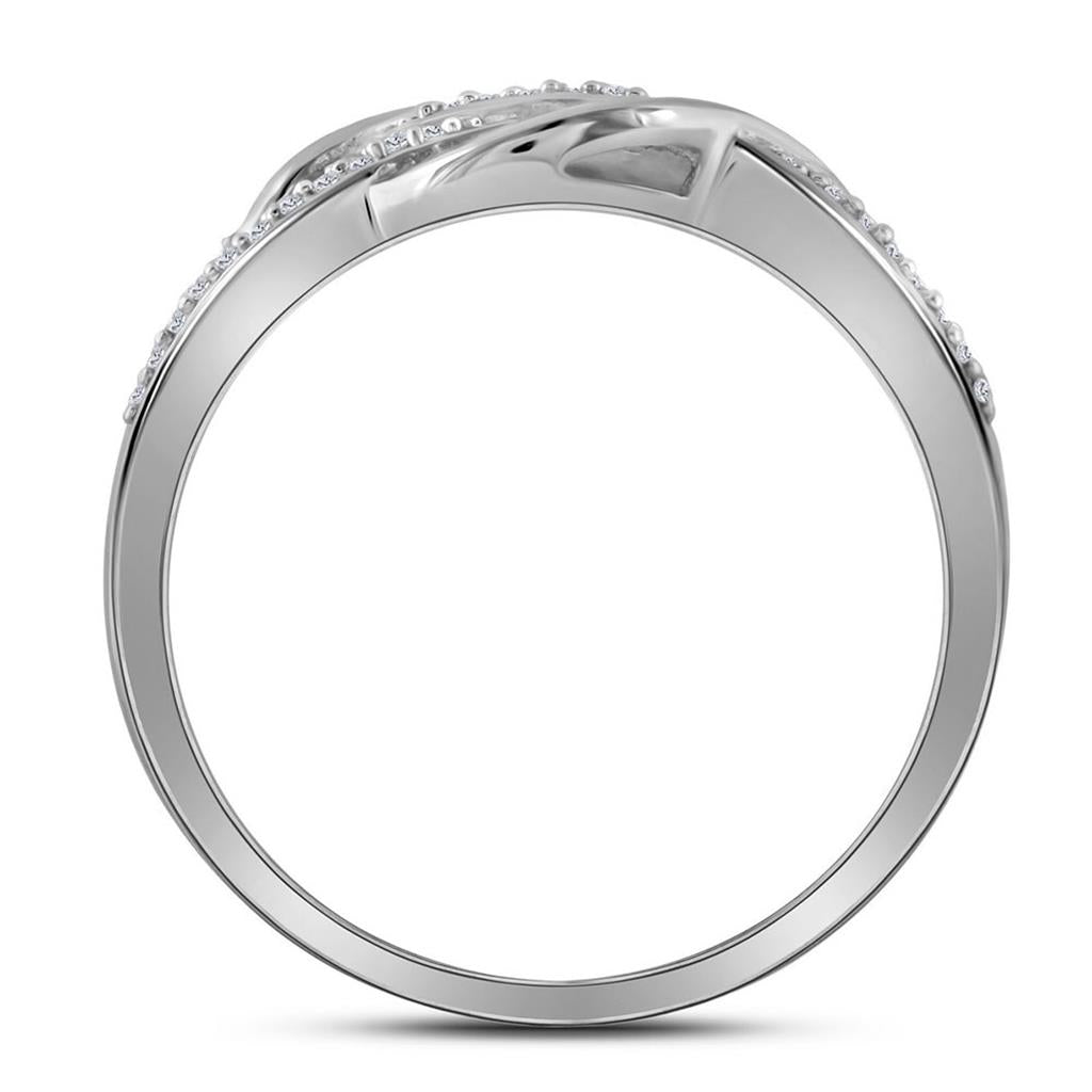 14kt White Gold Round Diamond Woven Strand Band Ring 1/10 Cttw