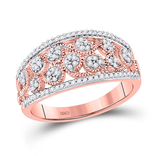 10k Rose Gold Round Diamond Band Ring 1/4 Cttw