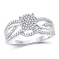 14kt White Gold Round Diamond Woven Strand Cluster Ring 1/3 Cttw