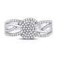 14kt White Gold Round Diamond Woven Strand Cluster Ring 1/3 Cttw
