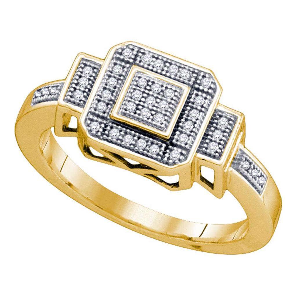 10k Yellow Gold Round Diamond Square Cluster Ring 1/8 Cttw