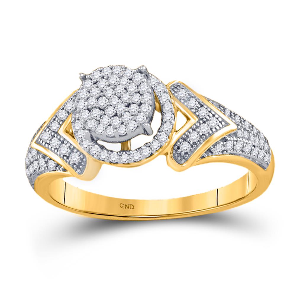 10k Yellow Gold Round Diamond Cluster Ring 1/3 Cttw