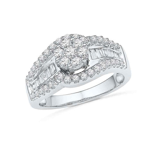 1.0 CTW Natural Diamond Band Ring in 10K White Gold