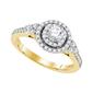 10k Yellow Gold Round Diamond Solitaire Bridal Engagement Ring 3/4 Cttw
