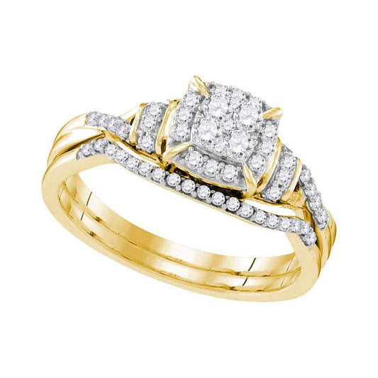 3/4 Ct. Natural Diamond Bridal Engagement Ring Set in 10K Yellow Gold