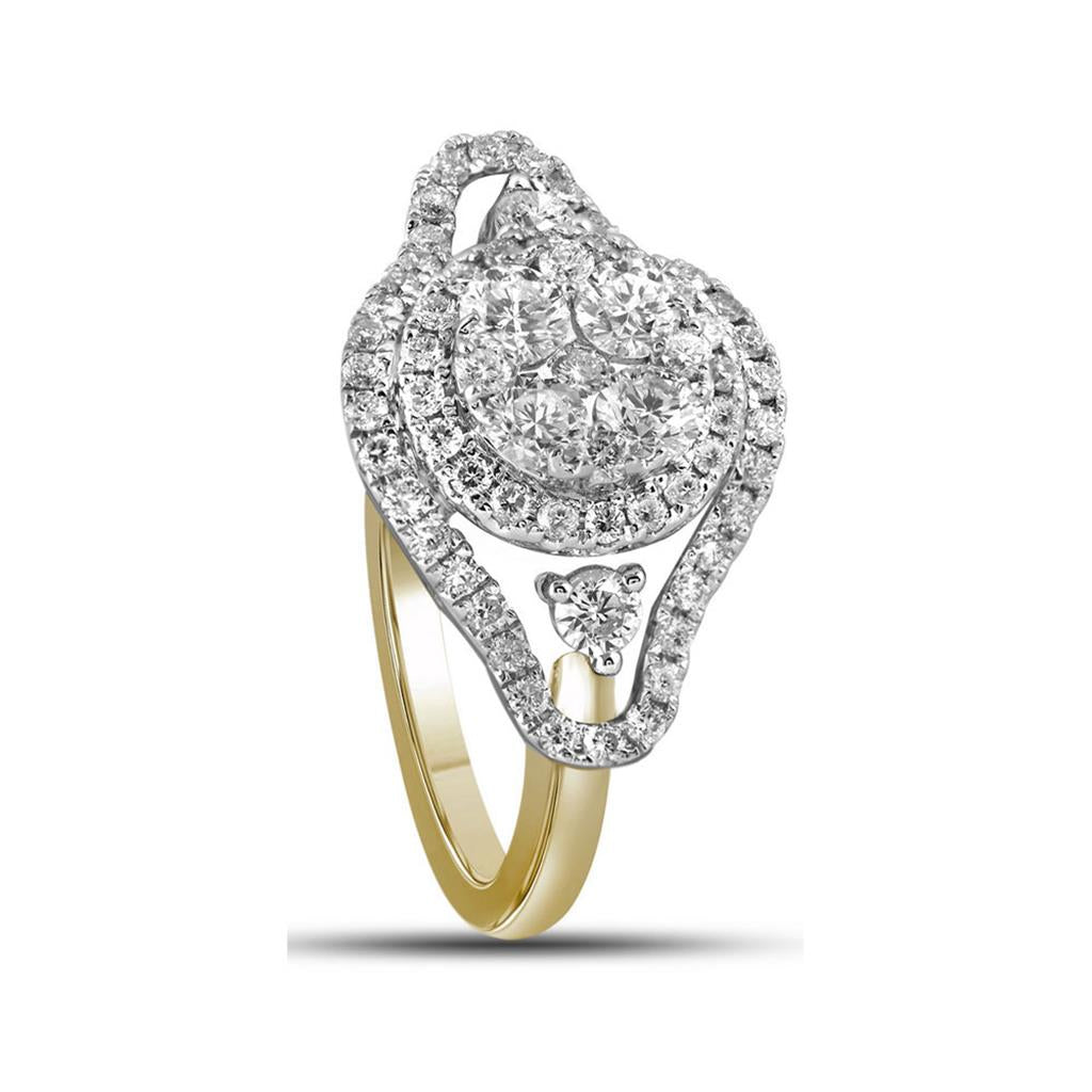 10k Yellow Gold Diamond Halo Bridal Engagement Ring 1-1/5 Cttw