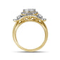 10k Yellow Gold Diamond Halo Bridal Engagement Ring 1-1/5 Cttw