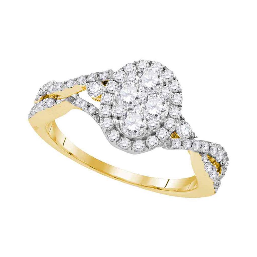 10k Yellow Gold Round Diamond Oval Bridal Engagement Ring 1 Cttw