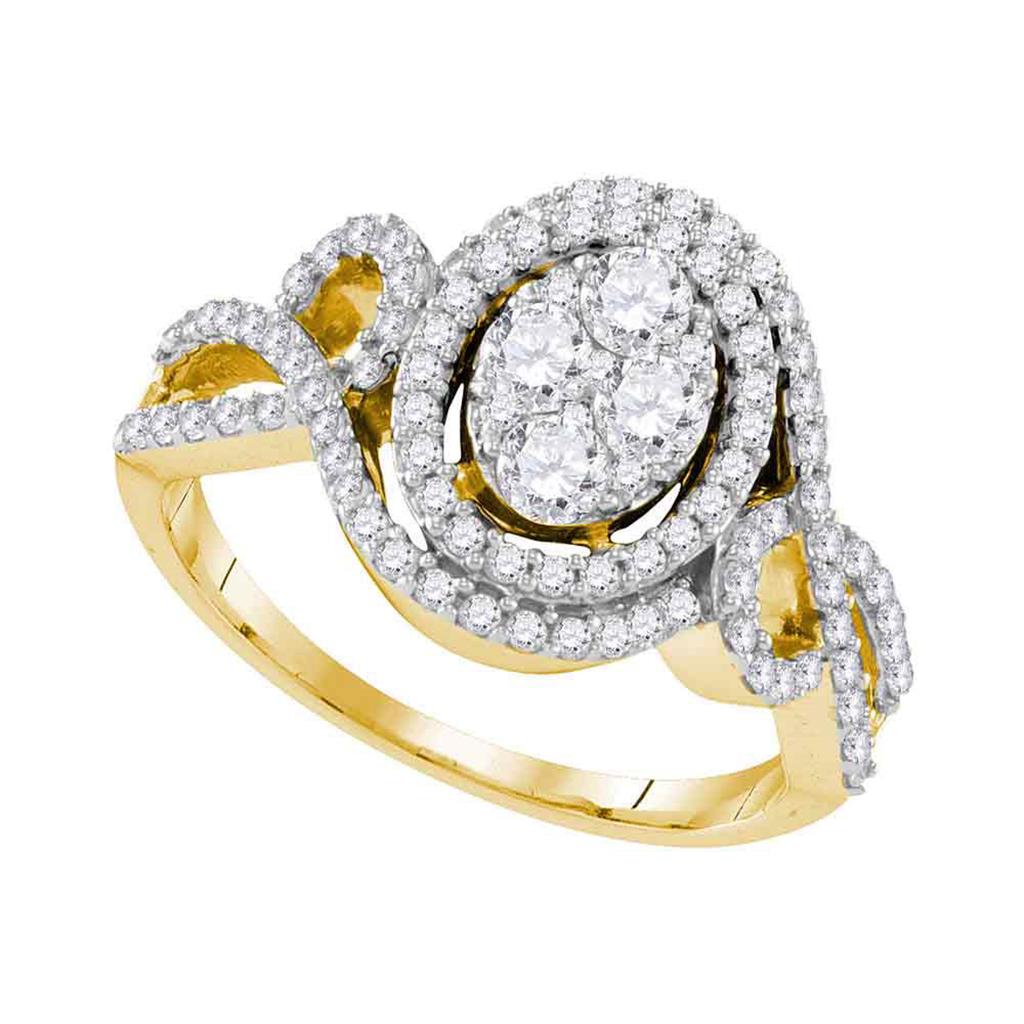 10k Yellow Gold Round Diamond Oval Bridal Engagement Ring 1 Cttw