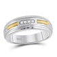 10k Two-tone Gold Round Diamond Wedding Band Ring 1/5 Cttw