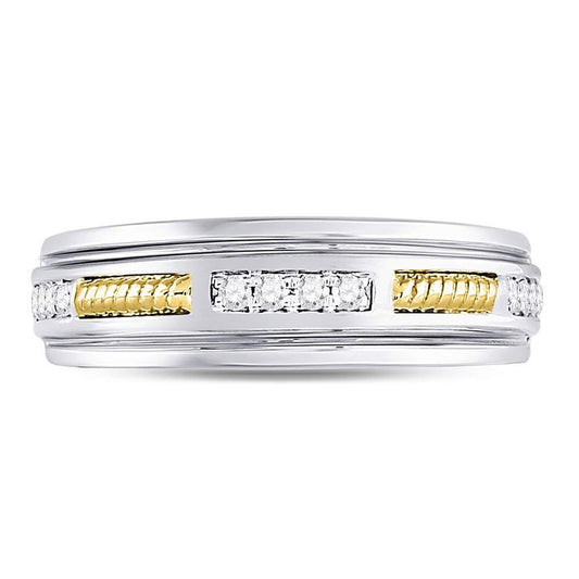 10k Two-tone Gold Round Diamond Wedding Band Ring 1/5 Cttw