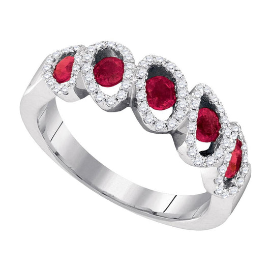 1/3CTW-Diamond 5/8(MIN)CT RUBY BAND