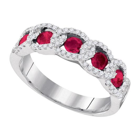 1/3CTW-Diamond 5/8(MIN)CT RUBY BAND