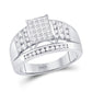 14k White Gold Princess Diamond Cluster Ring 1 Cttw