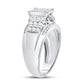 14k White Gold Princess Diamond Cluster Ring 1 Cttw