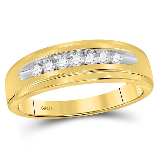 10k Yellow Gold Round Diamond Single Row Channel-set Band Ring 1/6 Cttw
