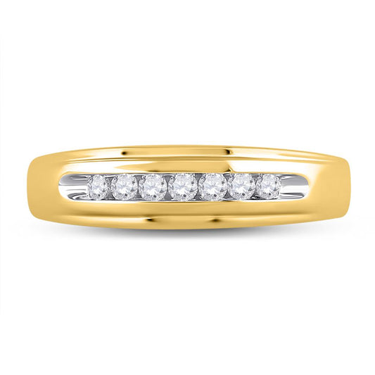 10k Yellow Gold Round Diamond Wedding Channel Set Band Ring 1/4 Cttw