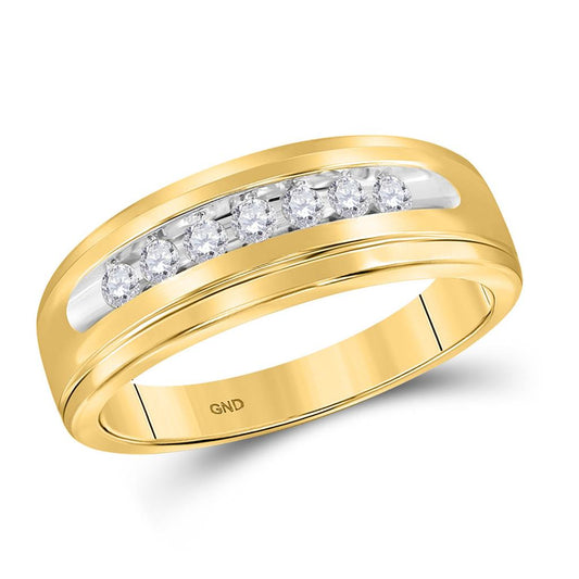 10k Yellow Gold Round Diamond Wedding Channel-Set Band Ring 1 Cttw