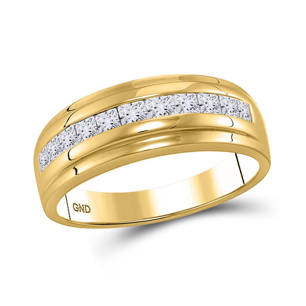 14k White Gold Princess Diamond Single Row Wedding Band Ring 1 Cttw
