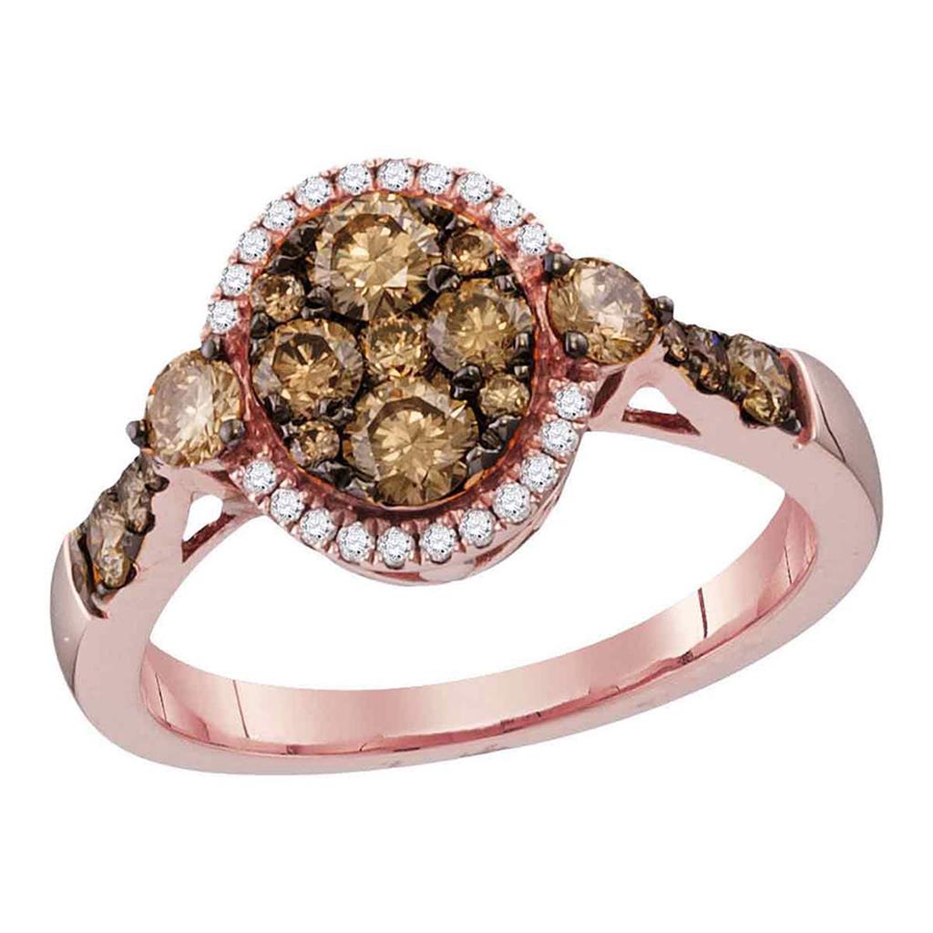 14k Rose Gold Brown Diamond Cluster Bridal Engagement Ring 1 Cttw