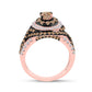 14k Rose Gold Round Brown Diamond Halo Bridal Engagement Ring 2 Cttw