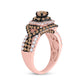 14k Rose Gold Round Brown Diamond Halo Bridal Engagement Ring 2 Cttw