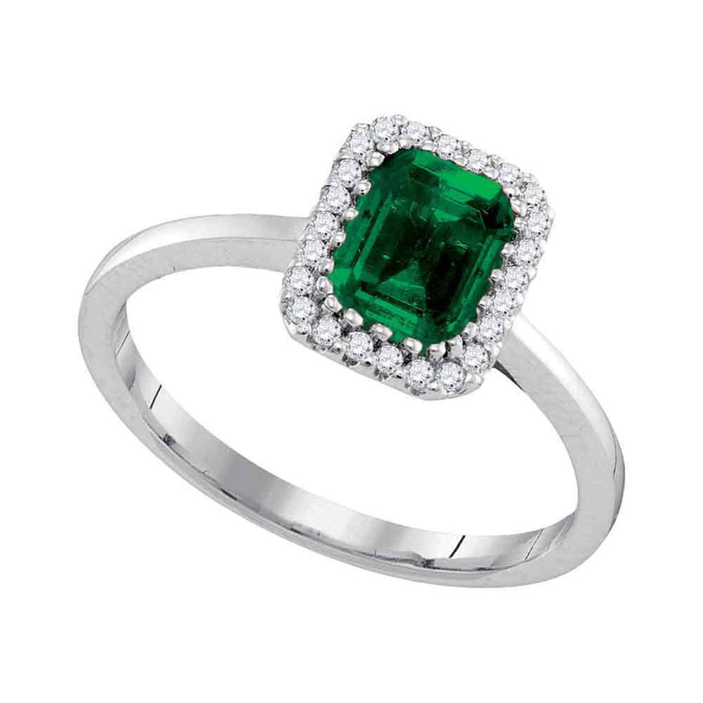 14k White Gold Emerald Emerald Solitaire Diamond Ring 1 Cttw