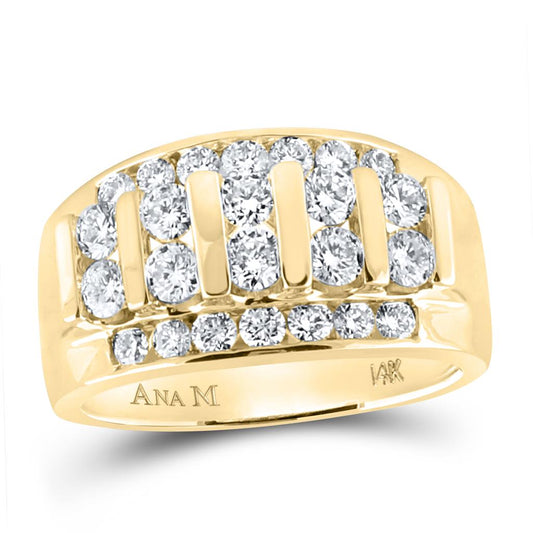 14k Yellow Gold Round Diamond Wedding Channel Set Band Ring 2 Cttw