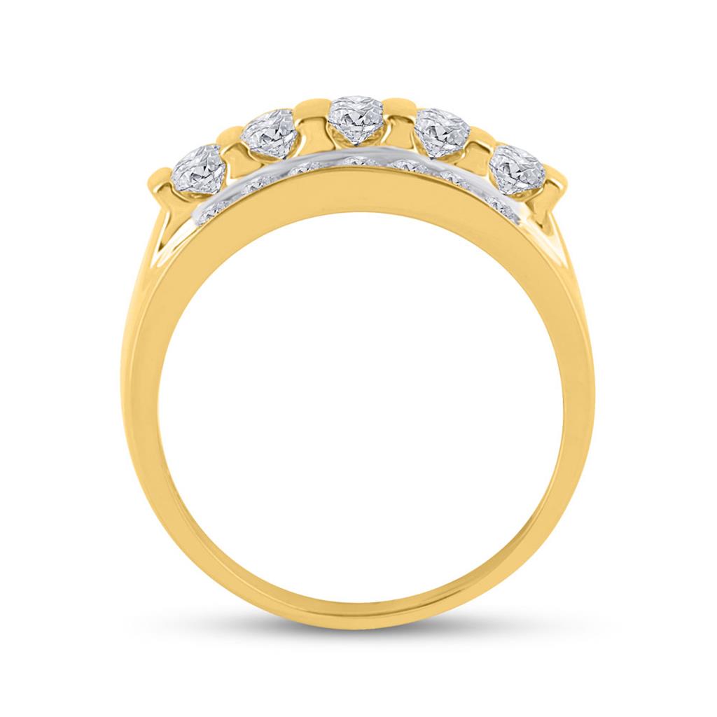 14k Yellow Gold Round Diamond Wedding Channel Set Band Ring 2 Cttw