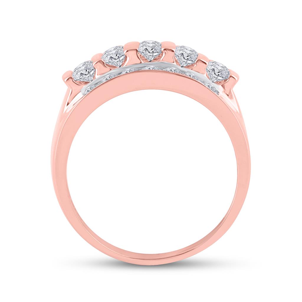 14k Rose Gold Round Diamond Wedding Channel Set Band Ring 2 Cttw