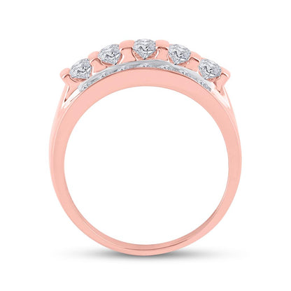 14k Rose Gold Round Diamond Wedding Channel Set Band Ring 2 Cttw