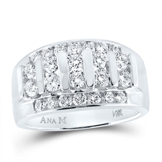 14k White Gold Round Diamond Wedding Channel Set Band Ring 2 Cttw