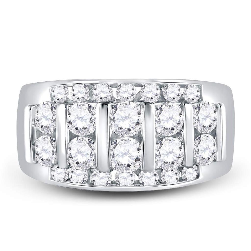 14k White Gold Round Diamond Wedding Channel Set Band Ring 2 Cttw