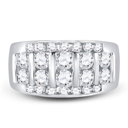 14k White Gold Round Diamond Wedding Channel Set Band Ring 2 Cttw